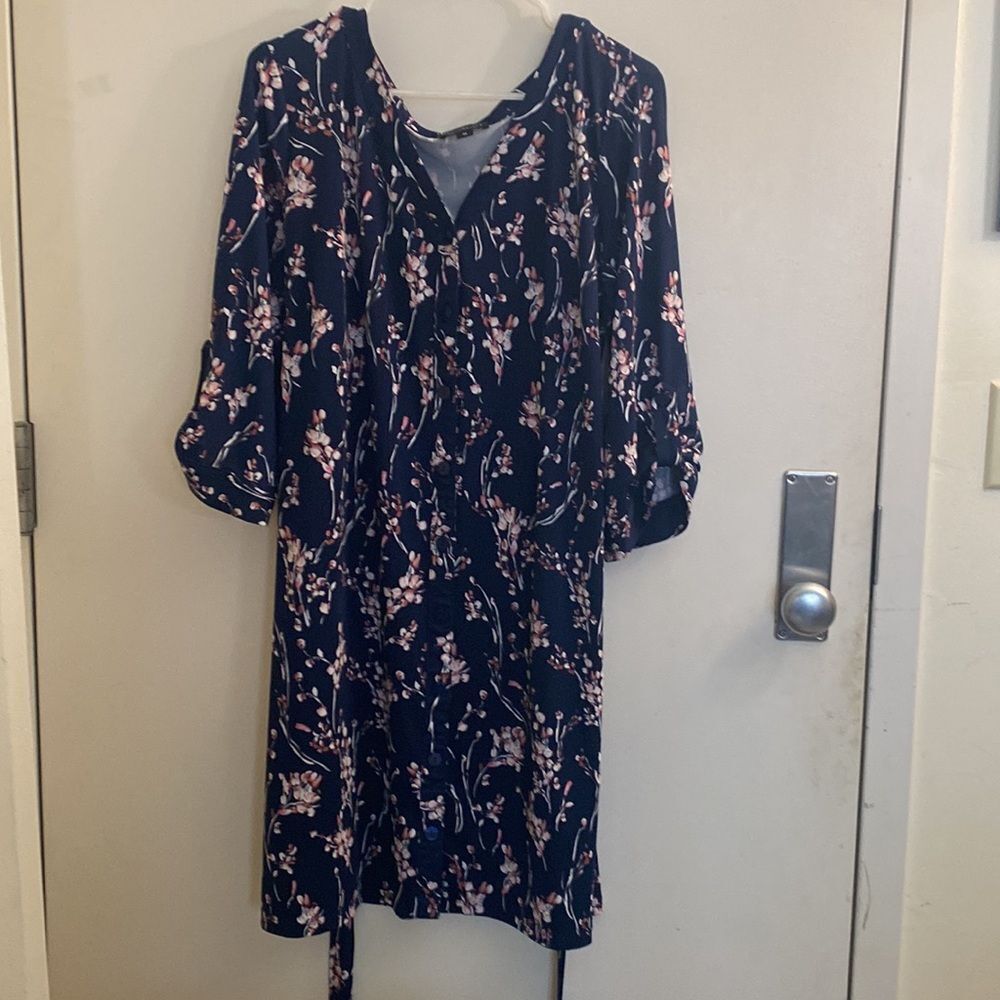 Fortune & Ivy Blue and Pink Floral Dress